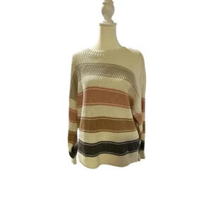 Hollister Size XS Cream Pink Beige Gray Striped‎ Multicolor Sweater